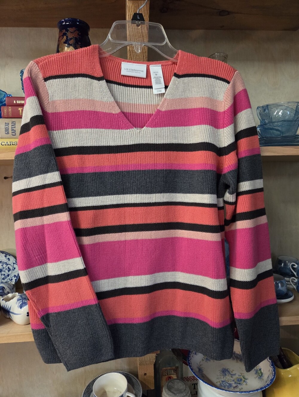Vintage Lizsport Striped Sweater 100%Cotton
